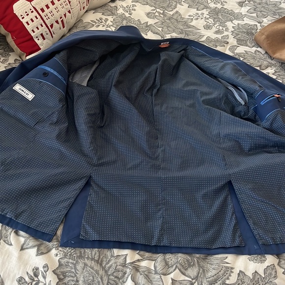 Crown & Ivy Mens Suit Coat Blazer Sport Coat Size 46L Blue Cotton Blend - Picture 6 of 8